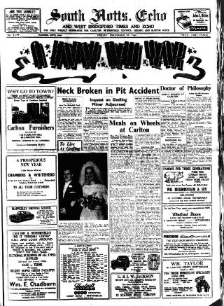 cover page of South Notts Echo published on December 30, 1960