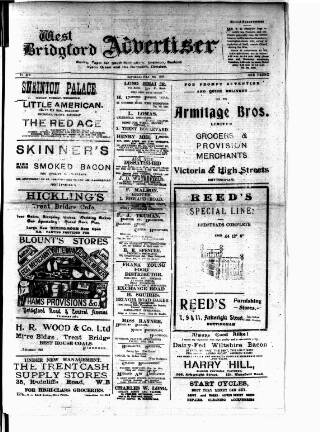 cover page of West Bridgford Advertiser published on July 6, 1918