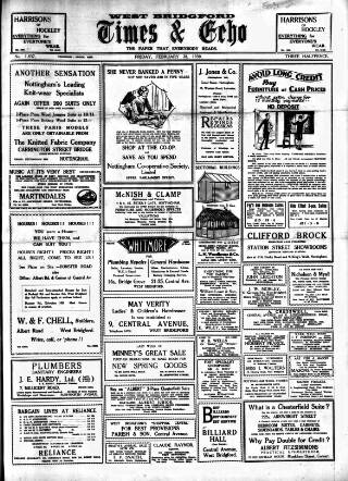 cover page of West Bridgford Times & Echo published on February 28, 1930