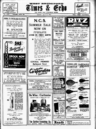 cover page of West Bridgford Times & Echo published on July 6, 1934