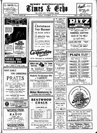 cover page of West Bridgford Times & Echo published on November 30, 1934