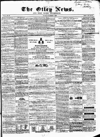 cover page of Otley News and West Riding Advertiser published on November 15, 1867