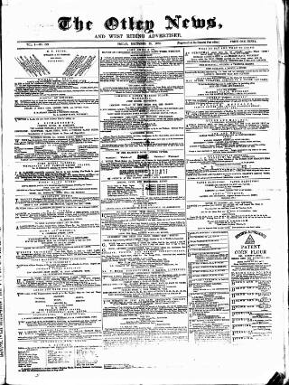 cover page of Otley News and West Riding Advertiser published on December 30, 1870