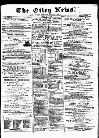 cover page of Otley News and West Riding Advertiser published on July 6, 1883