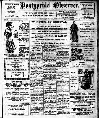 cover page of Pontypridd Observer published on December 30, 1911