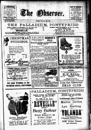 cover page of Pontypridd Observer published on November 15, 1924