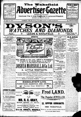 cover page of Wakefield Advertiser & Gazette published on February 28, 1911