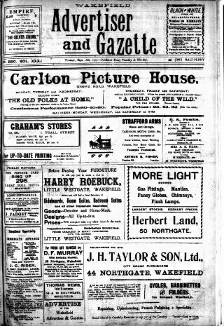 cover page of Wakefield Advertiser & Gazette published on September 18, 1917