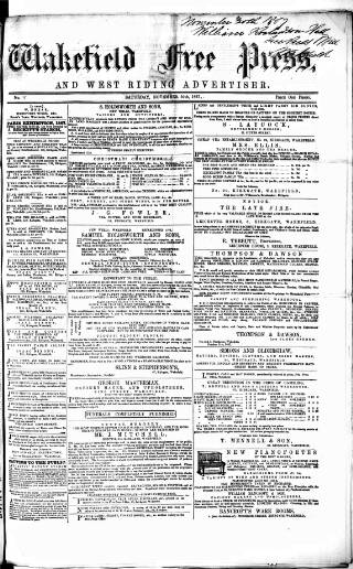 cover page of Wakefield Free Press published on November 30, 1867