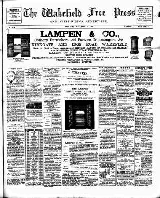 cover page of Wakefield Free Press published on November 15, 1890