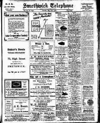 cover page of Smethwick Telephone published on May 29, 1920