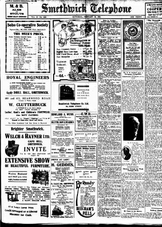 cover page of Smethwick Telephone published on February 28, 1925