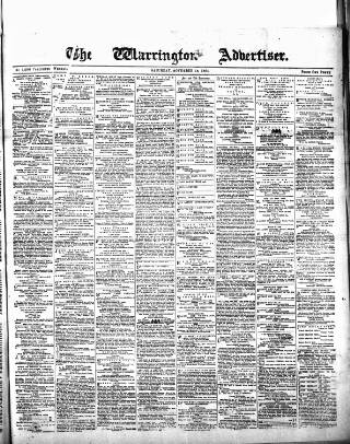 cover page of Warrington Advertiser published on November 15, 1884