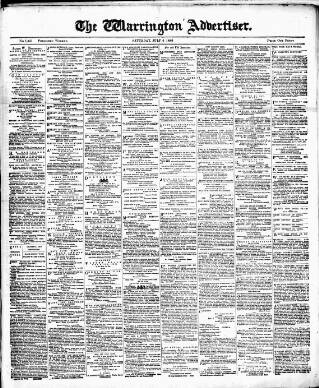 cover page of Warrington Advertiser published on July 6, 1889