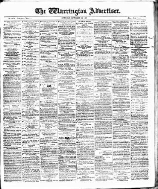cover page of Warrington Advertiser published on September 28, 1889