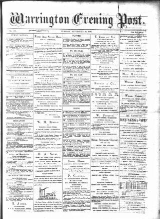 cover page of Warrington Evening Post published on September 18, 1877