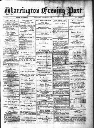 cover page of Warrington Evening Post published on November 15, 1877