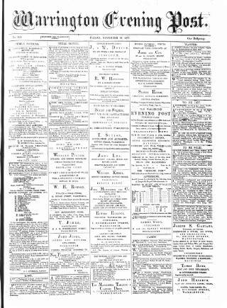 cover page of Warrington Evening Post published on November 30, 1877
