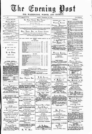 cover page of Warrington Evening Post published on February 28, 1879
