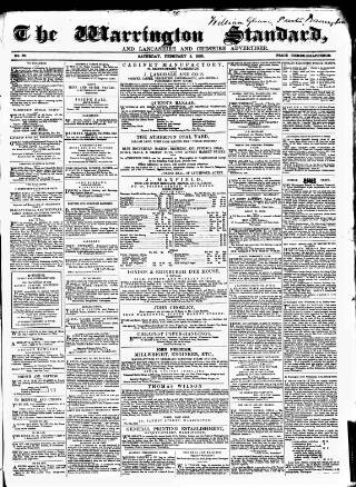cover page of Warrington Standard and Lancashire and Cheshire Advertiser published on February 5, 1859