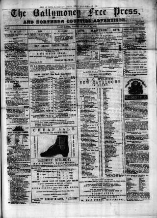cover page of Ballymoney Free Press and Northern Counties Advertiser published on July 6, 1876