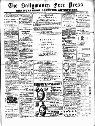 cover page of Ballymoney Free Press and Northern Counties Advertiser published on December 30, 1897