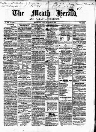 cover page of Meath Herald and Cavan Advertiser published on December 30, 1865