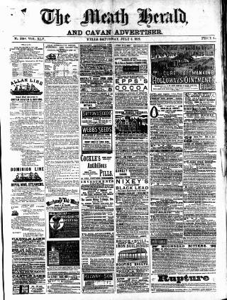 cover page of Meath Herald and Cavan Advertiser published on July 6, 1889
