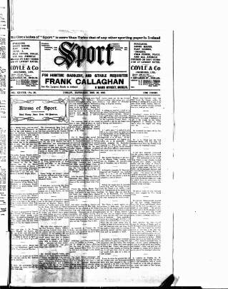 cover page of Sport (Dublin) published on December 30, 1916