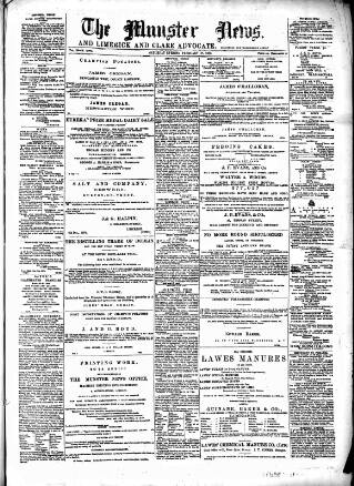 cover page of Munster News published on February 28, 1880