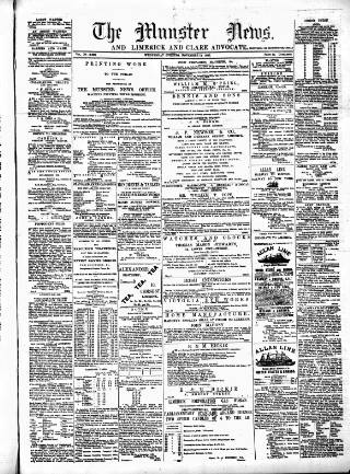 cover page of Munster News published on November 15, 1882