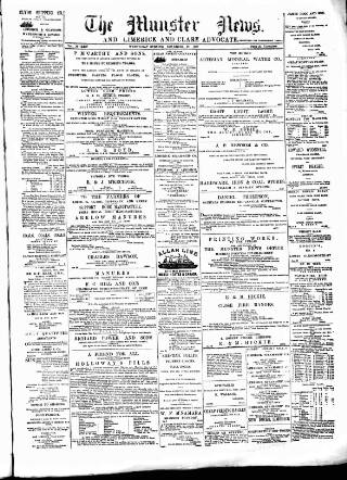 cover page of Munster News published on November 30, 1887