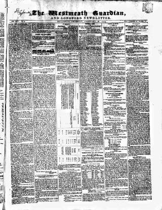 cover page of Westmeath Guardian and Longford News-Letter published on February 28, 1856