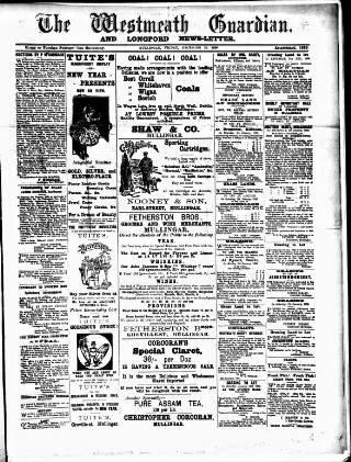 cover page of Westmeath Guardian and Longford News-Letter published on December 30, 1898