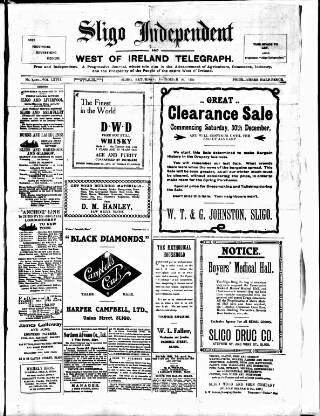 cover page of Sligo Independent published on December 30, 1922