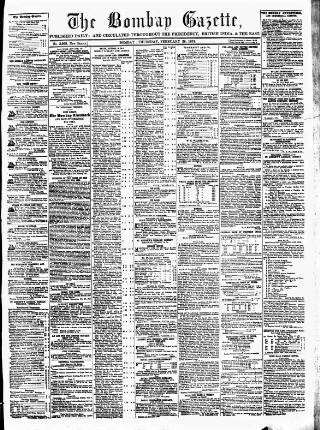cover page of Bombay Gazette published on February 28, 1861