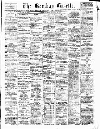 cover page of Bombay Gazette published on December 30, 1861