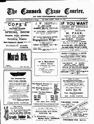 cover page of Cannock Chase Courier published on February 28, 1920