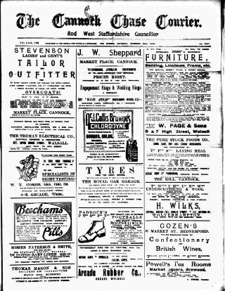 cover page of Cannock Chase Courier published on December 30, 1922