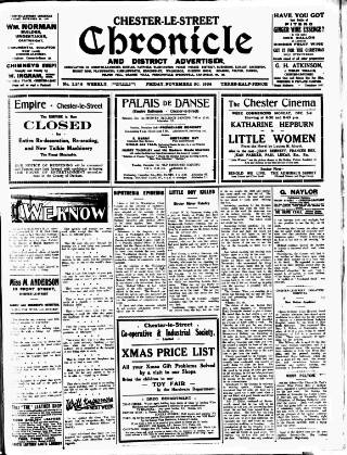 cover page of Chester-le-Street Chronicle and District Advertiser published on November 30, 1934