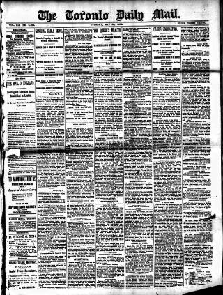 cover page of Toronto Daily Mail published on May 29, 1883