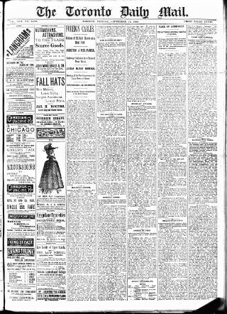cover page of Toronto Daily Mail published on September 18, 1893