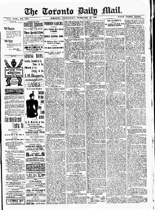 cover page of Toronto Daily Mail published on February 28, 1894