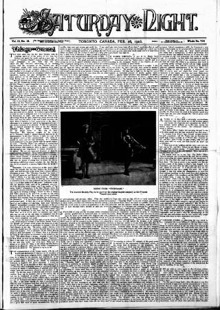 cover page of Toronto Saturday Night published on February 28, 1903