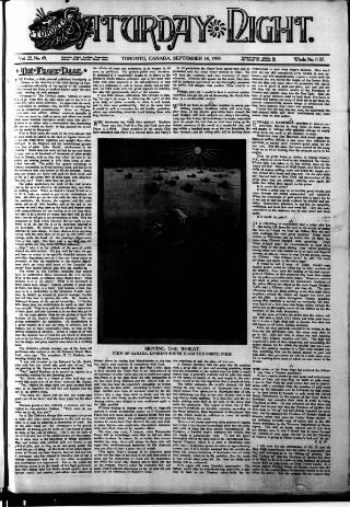 cover page of Toronto Saturday Night published on September 18, 1909