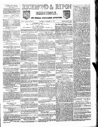 cover page of Richmond & Ripon Chronicle published on February 28, 1857