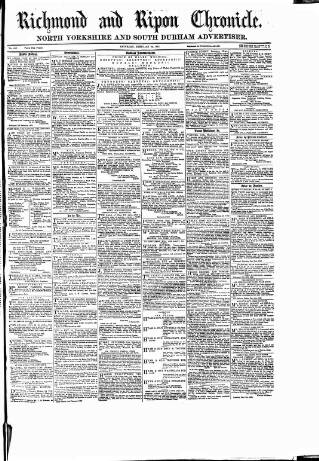cover page of Richmond & Ripon Chronicle published on February 28, 1863