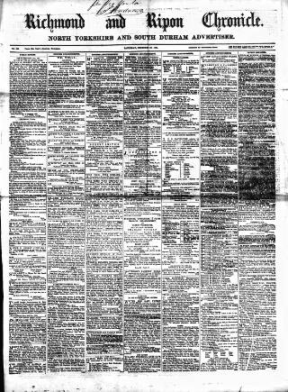 cover page of Richmond & Ripon Chronicle published on December 30, 1865