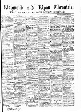 cover page of Richmond & Ripon Chronicle published on November 30, 1867