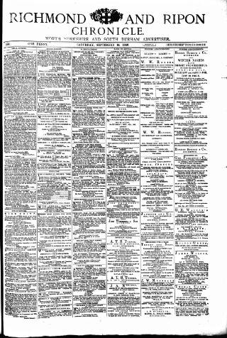 cover page of Richmond & Ripon Chronicle published on September 18, 1886